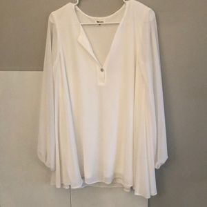 Boho bishop sleeve tunic white small